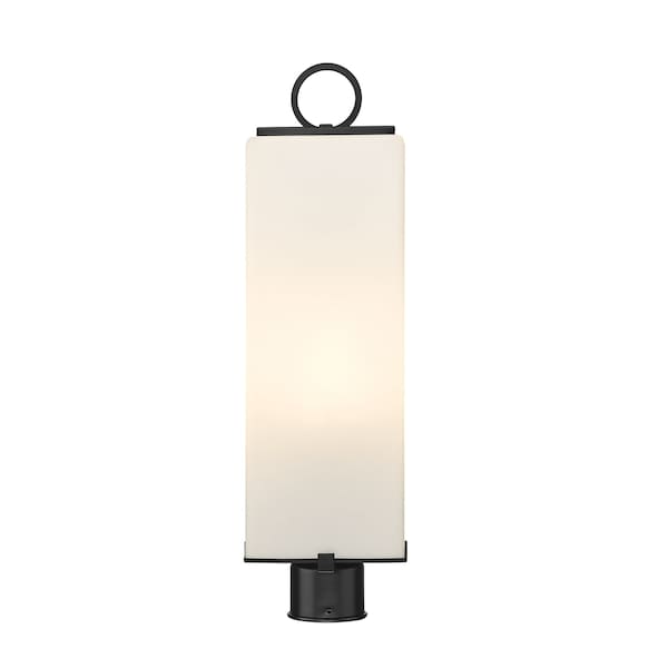 Sana 3 Light Outdoor Post Mount Fixture, Black & White Opal